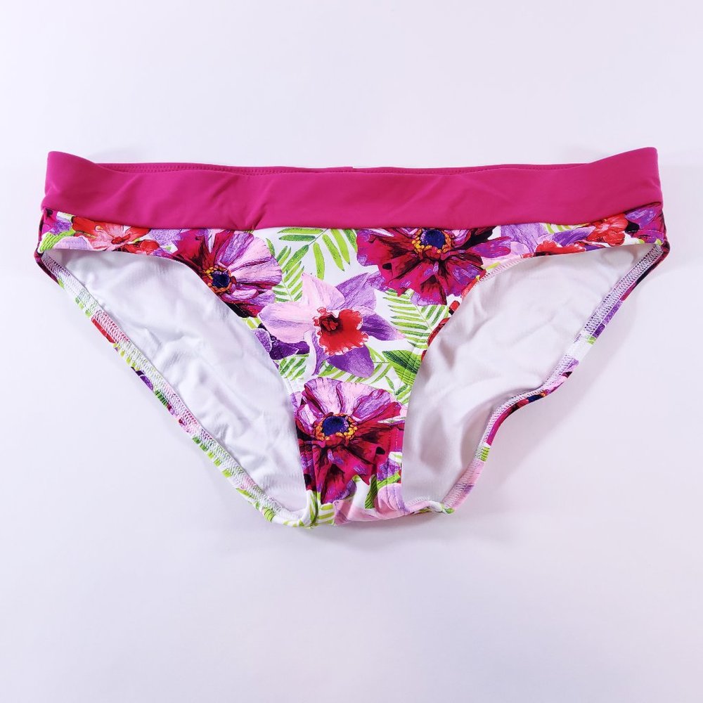 New Lands' End Mid Rise Bottom Light Fuchsia Italian Floral 481432 Size 10